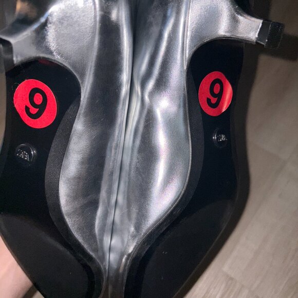 Zara Silver Metallic Genuine Leather Midi Heels with Pointed Toe 6 - Picture 4 of 8